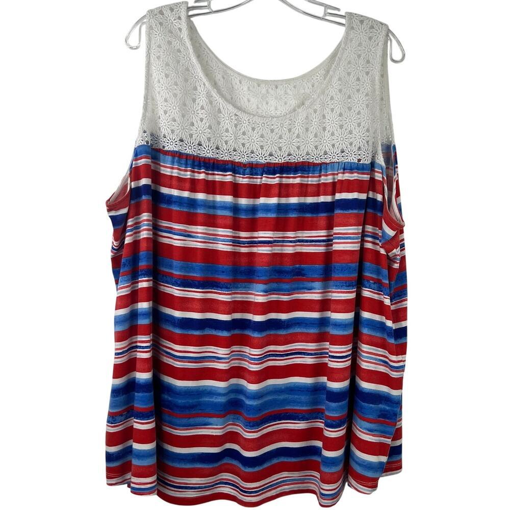 Women Within Women's Americana Tank Top Lace Festival Party Event Plus Size 2X